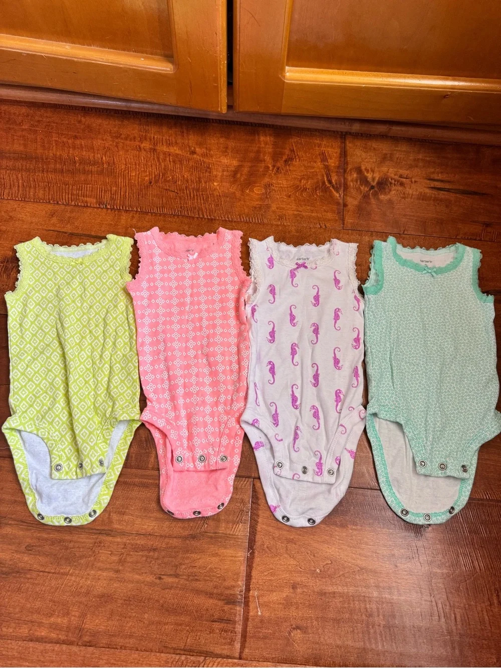 Carter's Girls' Sleeveless Bodysuits - Pink, Green, Mint, Ivory